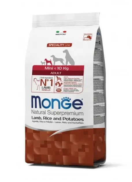 Monge Dog Mini Adult сухий корм для дорослих собак дрібних порід, ягня/рис/картопля, 7.5КГ