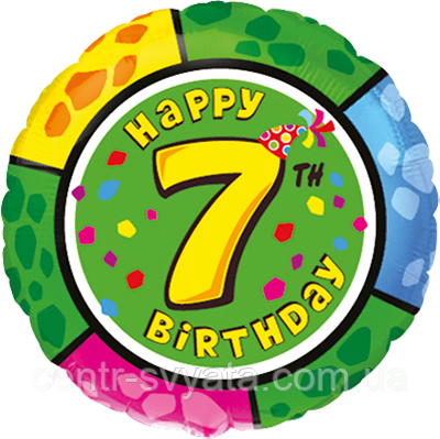 Фольгована кулька Flexmetal 18"(45 см) Коло "Happy 7st Birthday" цифра