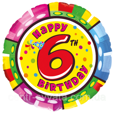 Фольгована кулька Flexmetal 18"(45 см) Коло "Happy 6st Birthday" цифра