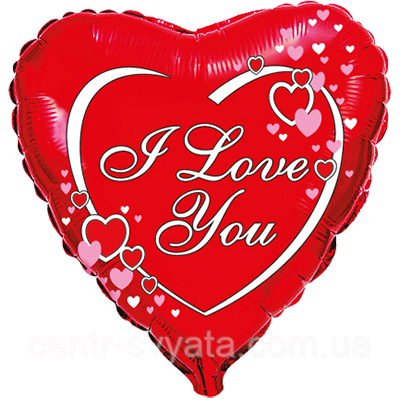 Фольгована кулька Flexmetal 18"(45 см) Серце "I Love you" з сердечками