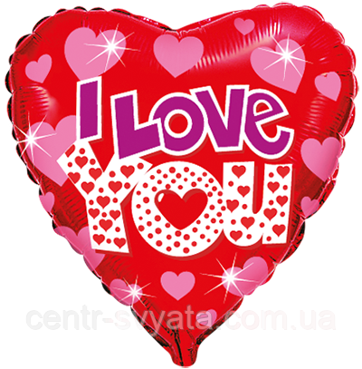 Фольгована кулька Flexmetal 18"(45 см) Серце "I Love you" яскраве