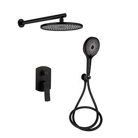 Душова система універсальна Qtap Slavonice прихованого монтажу на два споживача QTSLA113BLM45900 Black Matt