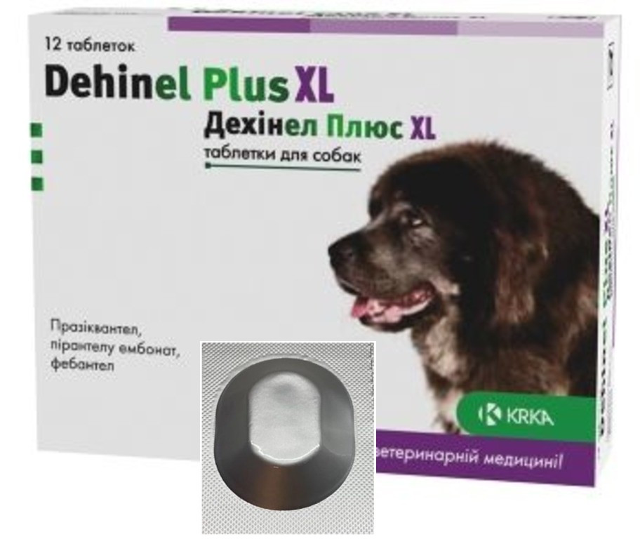 Дехінел Плюс ХL таблетка від глистів для великих собак до 35 кг, 1 таблетка, фото 1