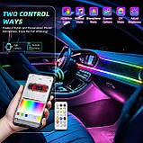 Контурне підсвічування салону автомобіля Ambient light RGBw 6 в 1. Атмосферне підсвічування в салон Bluetooth 6/1, фото 3