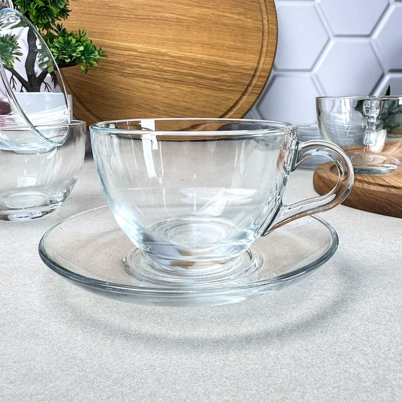 Набір чашок з блюдцями Pasabahce Басик 6шт 240 мл (97948)