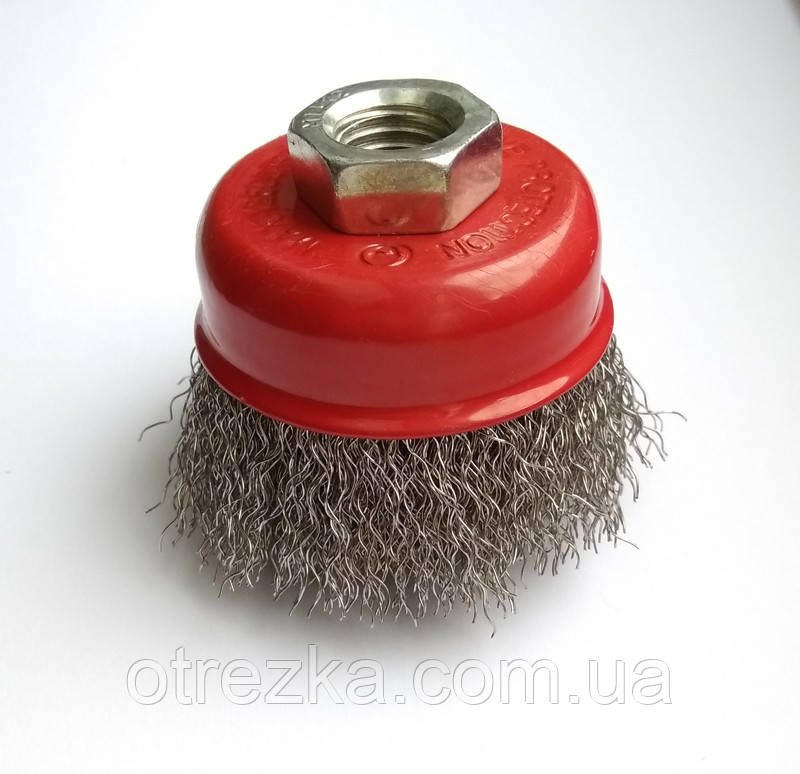 Щітка для болгарки торцева з рифленого нержавіючого дроту М14.