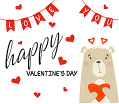 Наліпка на коробку-сюрприз - Happy Valentine's Day