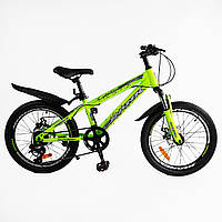 Дитячий спортивний велосипед 20'' Corso Crank сталева рама 11", LTWOO-A2 7 швидкостей, зібраний на 75%
