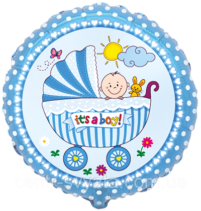 Фольгована кулька Flexmetal 18"(45 см) Коло It's a Boy" коляска з хлопчиком