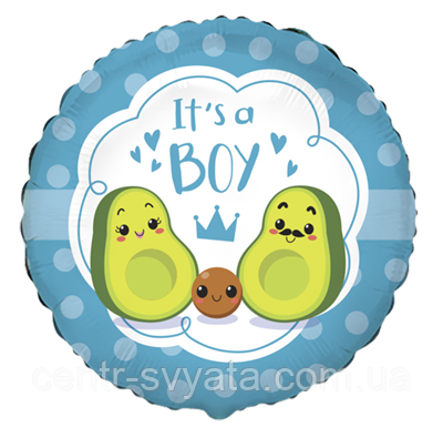Фольгована кулька Flexmetal 18"(45 см) Коло "It's a Boy" авокадо
