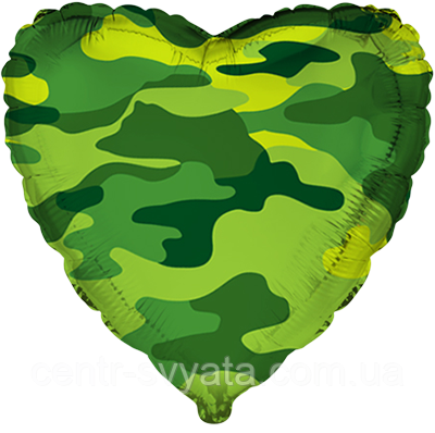 Фольгована кулька Flexmetal 18"(45 см) Серце мілітарі (камуфляж)