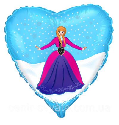 Фольгована кулька Flexmetal 18"(45 см) Серце "Холодне серце" Анна