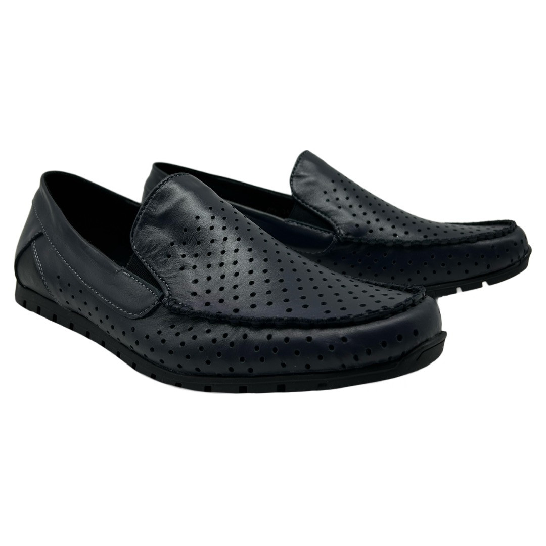Мокасини чоловічі шкіряні синього кольору «Style Shoes».