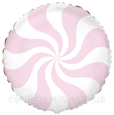 Фольгована кулька Flexmetal 18"(45 см) Коло Цукерка карамель пастель рожева