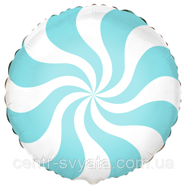 Фольгована кулька Flexmetal 18"(45 см) Коло Цукерка карамель пастель блакитна