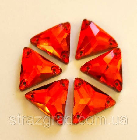 14 мм. Трикутник. Пришивні. Light Siam. Стекло, фото 1