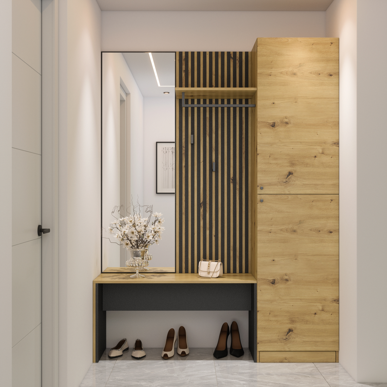 Передпокій (прихожа) з ДСП Емма 1 дуб артизан/антрацит Світ Меблів, фото 1