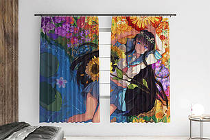 Штори з принтом «Girl. Field of flowers. Anime», фото 1