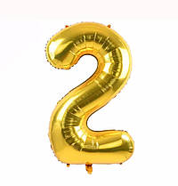 Повітряна куля цифра 2 фольгована золото 32" (80 см)