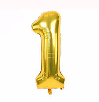 Повітряна куля цифра 1 фольгована золото 32" (80 см)