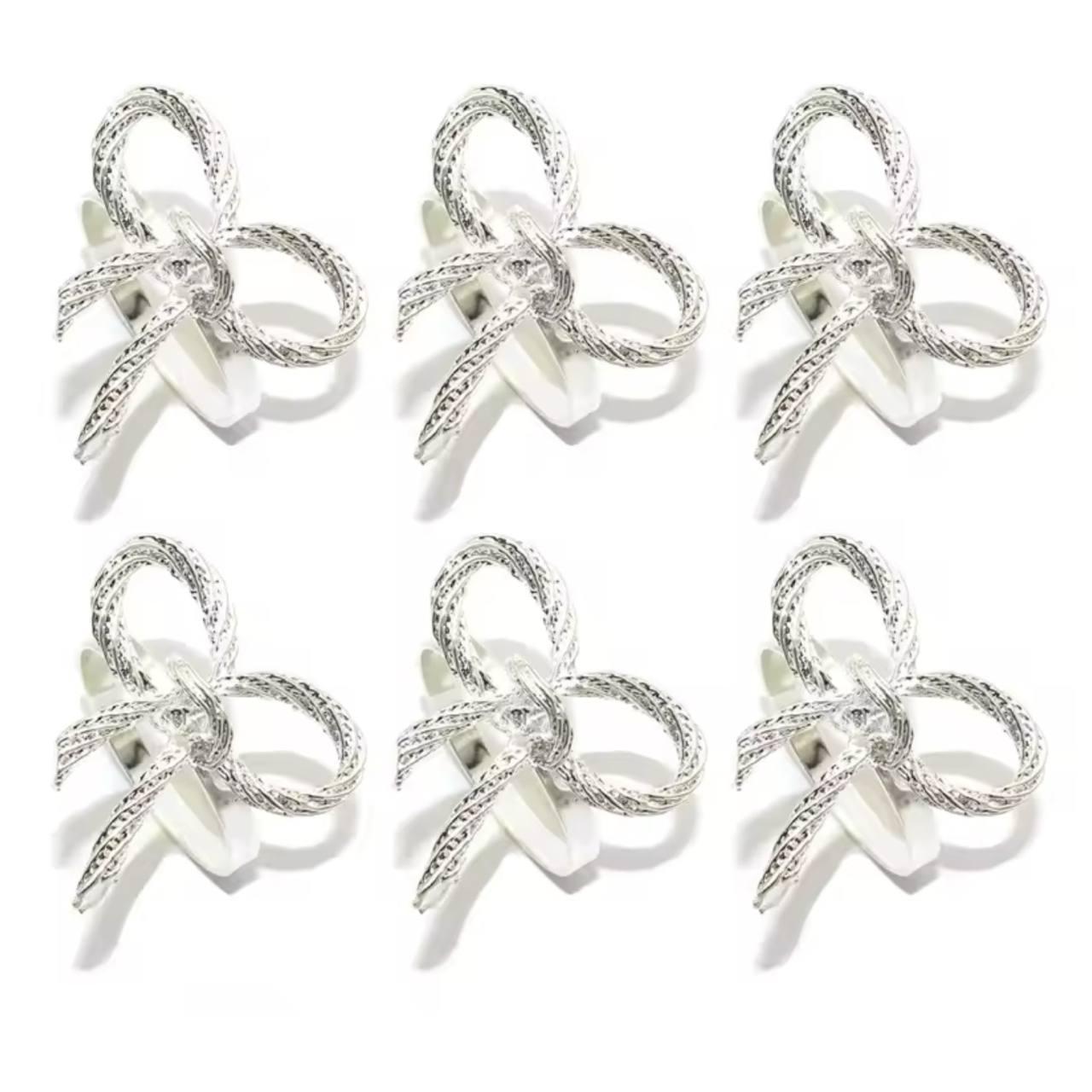 Набір кілець для серветок Бантики Silver 6 шт