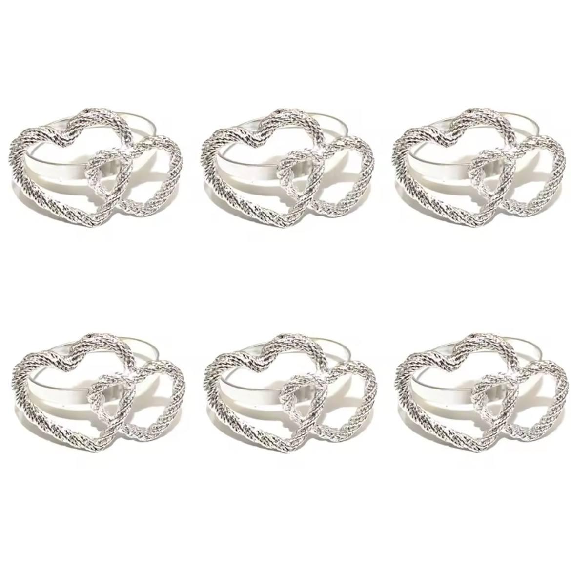 Набір кілець для серветок Сердця Silver 6 шт