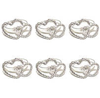 Набір кілець для серветок Сердця Silver 6 шт