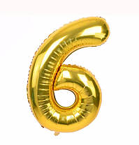 Фольгована куля цифра "6" Золото 32" (80 см) Leader