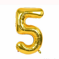 Фольгована куля цифра "5" Золото 32" (80 см) Leader