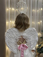 Дитячий карнавальний костюм "Ангел", новорічний костюм на ранок, дитячий костюм ангел криля з німбом