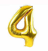 Фольгована куля цифра "4" Золото 32" (80 см) Leader
