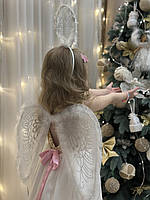 Дитячий карнавальний костюм "Ангел", новорічний костюм на ранок, дитячий костюм ангел криля з німбом