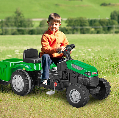 Іграшковий педальний трактор з причепом для дітей веломобіль машинка з педалями клаксон регульоване сидіння
