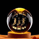 Світна кришталева куля 6 см Декоративна різдвяна Скляна 3D нічник із проєкцією, фото 3