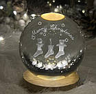 Світна кришталева куля 6 см Декоративна різдвяна Скляна 3D нічник із проєкцією, фото 2