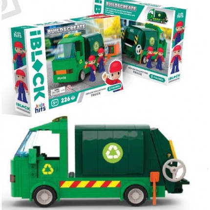 Конструктор Kids hits IBLOCK JUNIOR KH17/005/2 226дет. Вантажівка для збору сміття в кор.32х21, фото 1