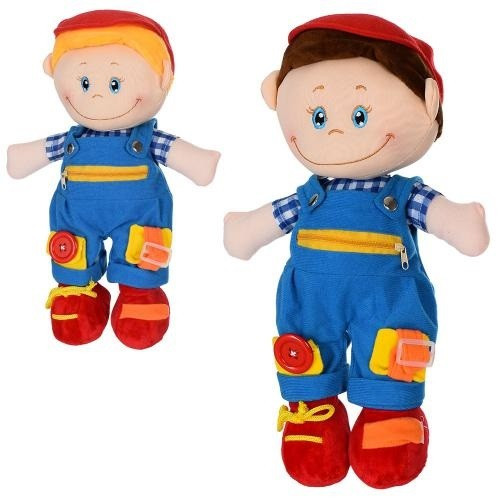 Лялька м'яконабивна 14244 з розвиваючими тактильними елементами 35см 2 кольори в пакеті