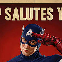 Плакат "Капітан Америка, ретро, Captain America Salutes You", 60×43см, фото 3