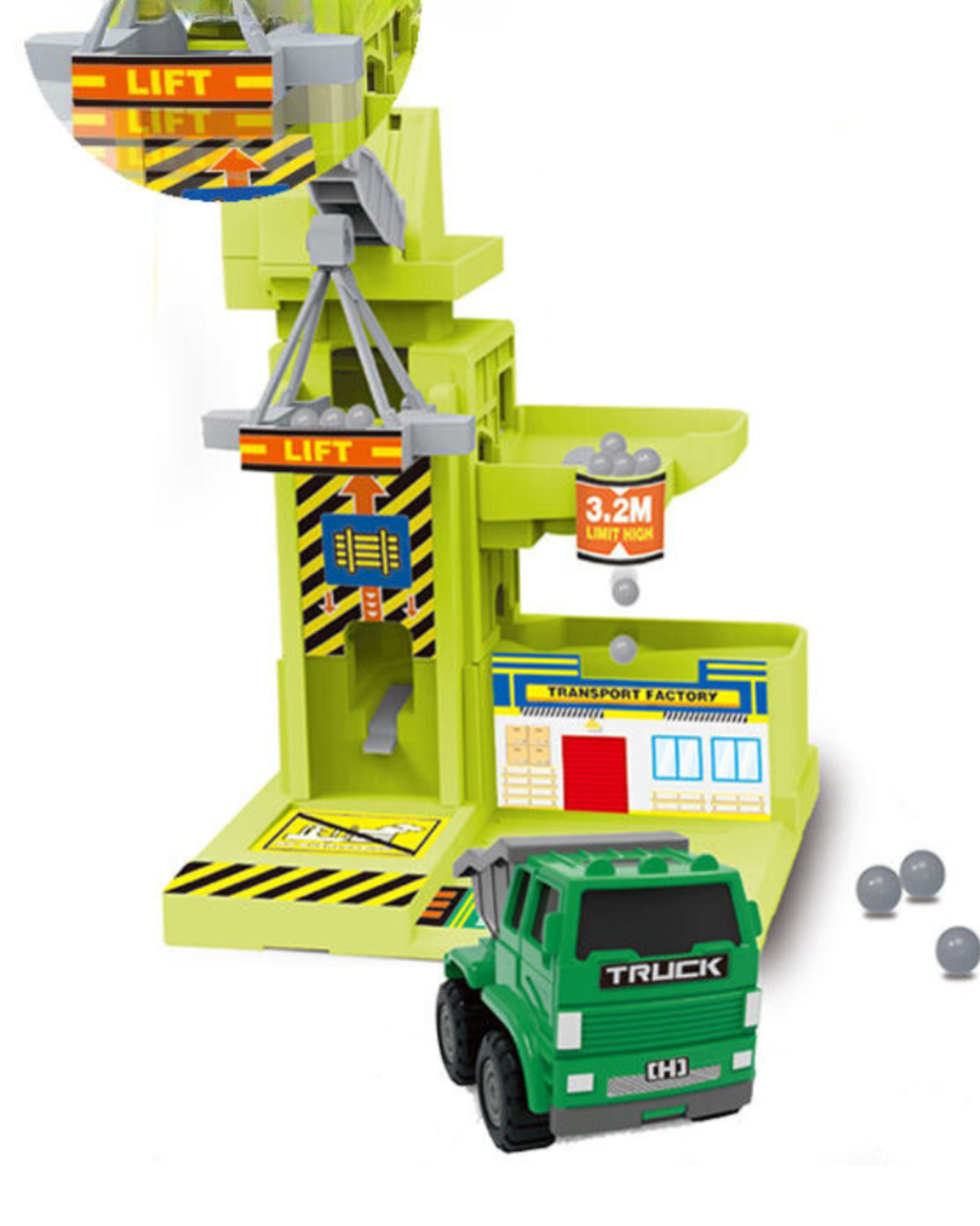 Іграшковий будівельний майданчик кран, ліфт, машика, динозаври, фото 1
