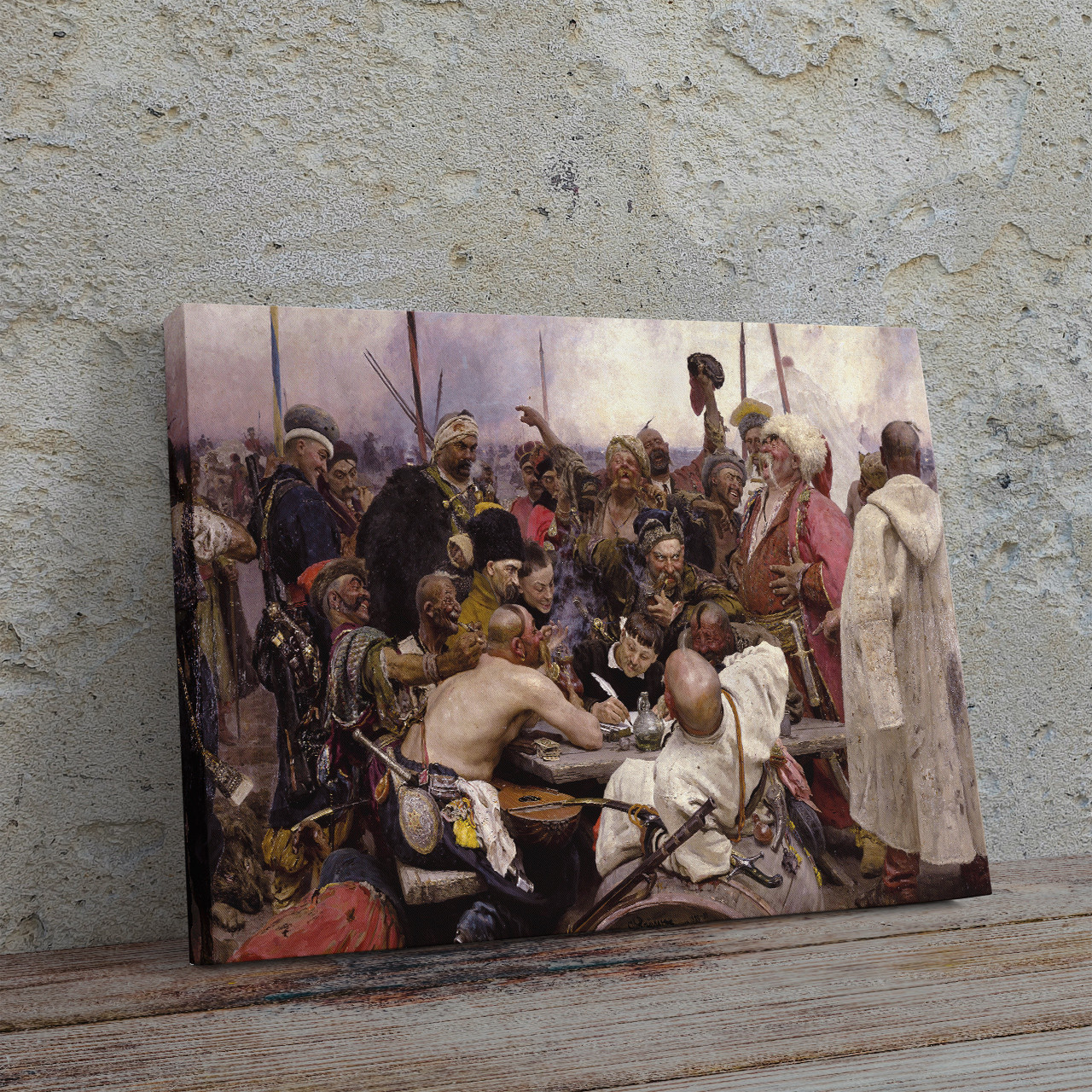 Картина на полотні "Ілля Рєпін, Запорожці пишуть листа…, Ilya Repin, Zaporozhian Cossacks", 60×101см