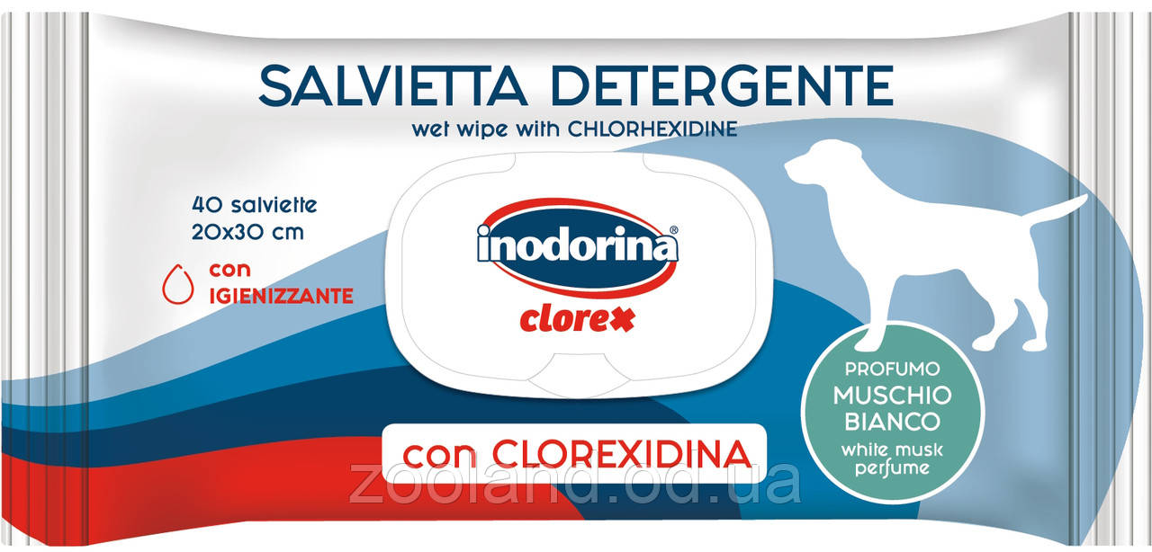 Inodorina Clorex вологі серветки з мускусом, 40 шт.