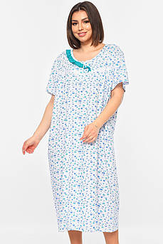 Нічна сорочка жіноча батальна білого кольору з принтом р.60 195930M