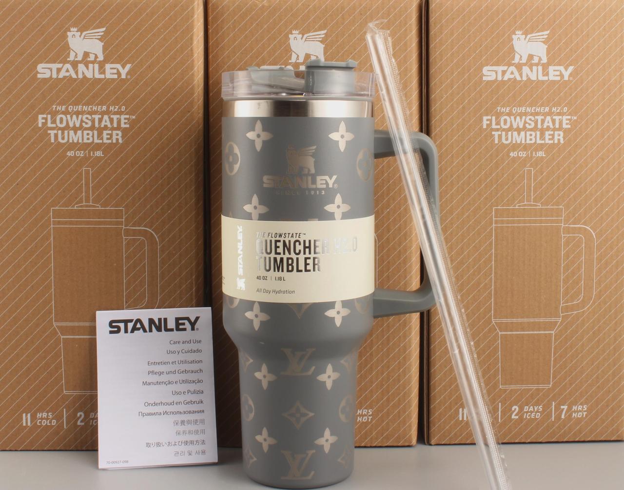 Термос термочашка Stanley Quencher H2.0 Tumbler з нержавіючої сталі 1,18 л Gray Monogram KT6007830