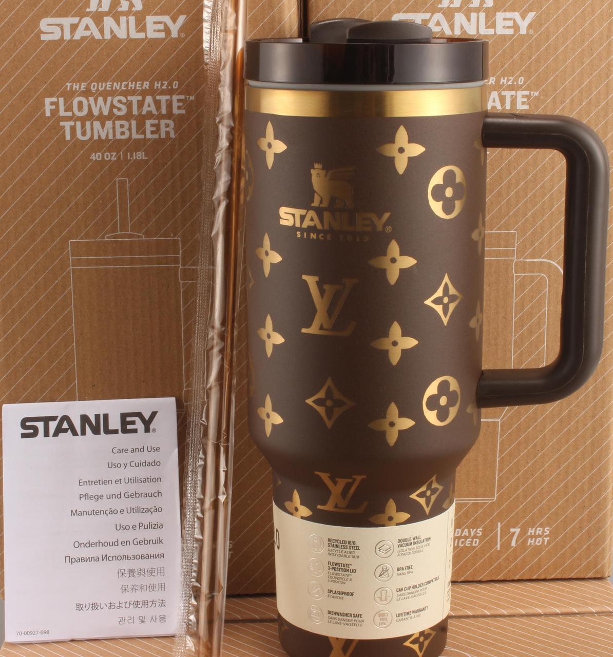 Термос термочашка Stanley Quencher H2.0 Tumbler з нержавіючої сталі 1,18 л Brown Gold Monogram KT6007832