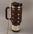 Термос термочашка Stanley Quencher H2.0 Tumbler з нержавіючої сталі 1,18 л Brown Gold Monogram KT6007832, фото 5