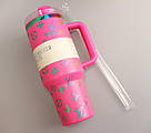 Термос термочашка Stanley Quencher H2.0 Tumbler з нержавіючої сталі 1,18 л Neon Pink Monogram KT6007834, фото 3