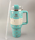 Термос термочашка Stanley Quencher H2.0 Tumbler з нержавіючої сталі 1,18 л Turquoise Monogram KT6007837, фото 3