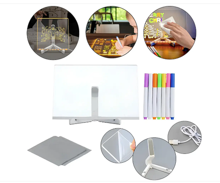 Світлодіодна дошка для малювання та нічник DIY Lamp з USB + фломастери (20*30 см), фото 1