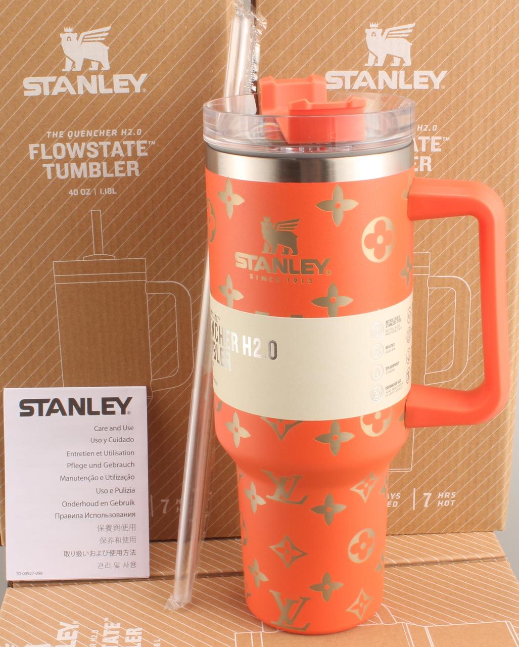 Термос термочашка Stanley Quencher H2.0 Tumbler з нержавіючої сталі 1,18 л Orange Monogram KT6007844