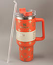 Термос термочашка Stanley Quencher H2.0 Tumbler з нержавіючої сталі 1,18 л Orange Monogram KT6007844, фото 3